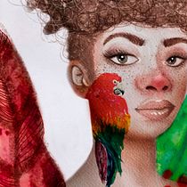 Mi Proyecto del curso: Retrato ilustrado en acuarela - "Atrapada en la jungla". Een project van  Tekening,  Artistieke tekening, Grafisch ontwerp, Traditionele illustratie, Digitale illustratie y Aquarelschilderen van Camila Lembo - 03.09.2018