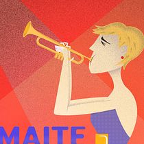 Maite Hontelé: Trompetista europea con sangre latina. . Traditional illustration project by Jorge Luis Vázquez Tejeda - 09.06.2018