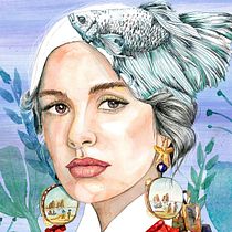 Marina. Un progetto di Disegno, Design di poster , Illustrazione tradizionale, Illustrazione digitale e Illustrazione vettoriale di Irina Fokina - 15.10.2018
