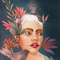 Entre flores, pájaros y monos!. Een project van Collage,  Portrettekening, Schilderij, Traditionele illustratie, Digitale illustratie y Aquarelschilderen van Mariana - 22.10.2018