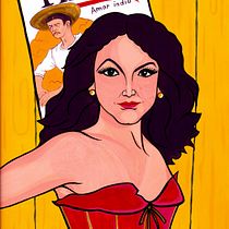 María Félix en goache + tinta china 2018. Traditional illustration project by Melissa Jamin Beyer - 11.30.2018