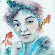 Mi Proyecto del curso: Retrato ilustrado en acuarela. Un progetto di Creatività, Illustrazione digitale, Pittura e Pittura ad acquerello di Claudia Guillen - 10.12.2018