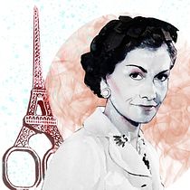 Coco Chanel: Retrato ilustrado con Photoshop. Ilustração tradicional projeto de Noelia Hernandez - 26.12.2018