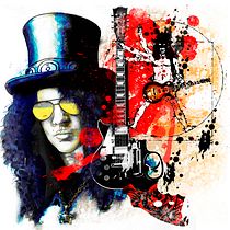 Retrato ilustrado con Photoshop "SLASH". Ilustração digital projeto de MJ Romero - 04.01.2019
