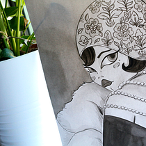 Mirada Vintage. Ilustração tradicional projeto de Tamara Baz - 08.01.2019
