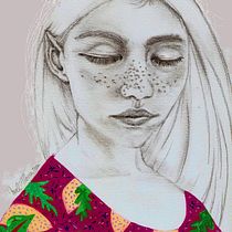 Mi Proyecto del curso: Retrato con lápiz, técnicas de color y Photoshop. Desenho a lápis, Desenho de retrato, Ilustração tradicional, Ilustração digital, e Desenho projeto de Melisa Florentin - 11.01.2019