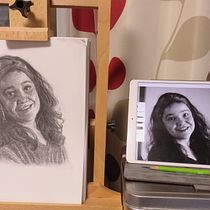 Auto retrato. Desenho a lápis projeto de Nicté Kono - 07.02.2019