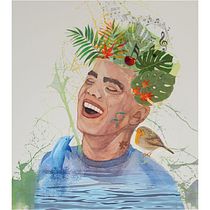 Retrato de Alex en acuarela: Alegorias. . Een project van Realistische tekening y Digitale illustratie van Ángeles González Martín - 28.02.2019
