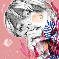 Mi Proyecto del curso: Retrato con lápiz, técnicas de color y Photoshop. Ilustração digital, e Pintura em aquarela projeto de Lourdes Villagra - 25.04.2019
