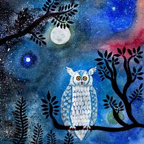 El buho y la luna. Un progetto di Illustrazione tradizionale di Vicky Delgado - 17.05.2019