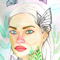 Retrato ilustrado en acuarela. Een project van Traditionele illustratie van María Quintáns - 13.04.2019