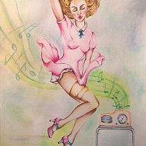 Mi Proyecto del curso: Cómo conquistar a una Pin Up. Fine Arts, Artistic Drawing, Painting, and Watercolor Painting project by Lelia Fabiana Perez - 05.13.2019