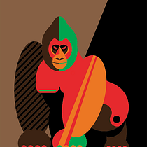 GORILA ESPALDA ROJA. Ilustração tradicional projeto de Daniel Moon - 16.05.2019