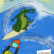 COCOSURFO, surge de la problemática de sobrepoblación de los cocodrilos en un río, que han llegado hasta el mar e invadieron el spot de los surfos. Digital Illustration project by ANDRES SOLIS DELGADO - 06.21.2019