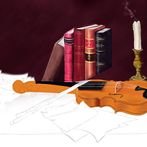 Termine la hilera de libros .. la vela y el candelabro ,avanzando de   poquito en el violín para que quede perfecto. Projekt z dziedziny Ilustracja c i frowa użytkownika Juan Pablo Tarapuez - 03.07.2019