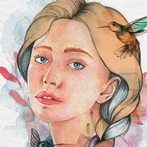 Retrato ilustrado en acuarela: Spring. Un projet de Dessin artistique , et Aquarelle de Nancy Meza - 20.07.2019