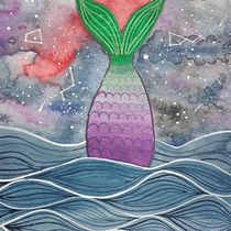 the universe and the sea/magic universe. Watercolor Painting project by Tatiana Duarte - 07.06.2019