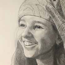 Mi proyecto: Niña con casaca, turbante y pluma. Desenho a lápis projeto de artnaszlo - 29.09.2019