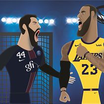 Nikola Karabatic vs. LeBron James | Ilustración de caricaturas vectoriales. Projekt z dziedziny Projektowanie postaci, Komiks,  R i sunek użytkownika Joan Congost Abelenda - 11.10.2019