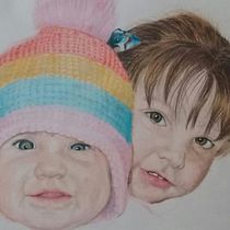 Mi Proyecto del curso:  Retrato realista con lápices de colores de pequeñas hermanas. Realistic Drawing project by benji_reynoso - 10.24.2019