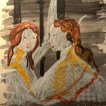Mis experimentos reinterpretando este detalle de Botticelli.. Traditional illustration project by Margarita Ramirez - 11.16.2019