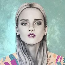 Mi Proyecto del curso: Retrato con lápiz, técnicas de color y Photoshop. Desenho a lápis, Desenho de retrato, Desenho realista, Ilustração digital, e Pintura Acrílica projeto de Alexandra Ferrera Arenas - 05.11.2019