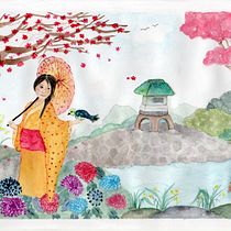 Mi Proyecto del curso: Ilustración en acuarela con influencia japonesa. Projekt z dziedziny Trad, c, jna ilustracja i Malowanie akwarelą użytkownika Maria Perez - 11.11.2019