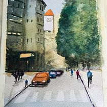 Mi Proyecto del curso: Paisajes urbanos en acuarela. Projekt z dziedziny Sztuka miejska użytkownika Ane Martínez sagredo - 18.11.2019