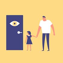Padre e hija van al oculista. Projekt z dziedziny  Animacja, Animacje 2D, Animacja postaci, Trad, c, jna ilustracja, Ilustracje dla dzieci i Grafika wektorowa użytkownika Guzmán Saco Posse - 20.11.2019