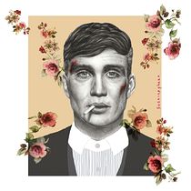 Composición con retrato realista de Thomas Shelby. Desenho, Design de cartaz, Design editorial, Design gráfico, Ilustração tradicional e Ilustração digital projeto de Ana Rodriguez Perez - 22.11.2019