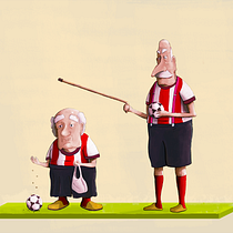 Los dos futbolistas seniles. Sketching, Comic, Concept Art, Creativit, Drawing, Pencil Drawing, Character Design, Traditional illustration, and Digital Illustration project by Daniel Crespo Saavedra - 12.24.2019