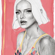 Mi Proyecto del curso: Retrato con lápiz, técnicas de color y Photoshop. Projekt z dziedziny R, sunek ołówkiem, Portret, Trad, c, jna ilustracja, Ilustracja c i frowa użytkownika Maria Eugenia Sellanes - 11.01.2020