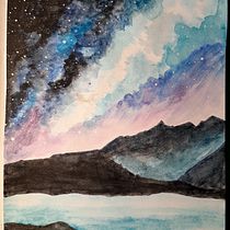 Mi Proyecto del curso: Técnicas modernas de acuarela. paisaje nocturno. Un progetto di Pittura ad acquerello di Beatriz Rodriguez - 20.01.2020