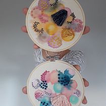 My project in Embroidery and Watercolor Basic Techniques course. Embroider, and Watercolor Painting project by Magali Raffestin - 01.25.2020