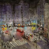 Ciudad de noche. Pintura em aquarela projeto de Juan Jose Quintero Alcaraz - 29.02.2020