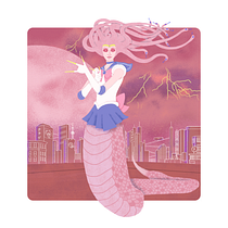 Medusa Sailor Senshi | Ilustración digital con texturas en Photoshop. Un progetto di Disegno digitale e Illustrazione digitale di Nicolás Peña Colazo - 08.04.2020