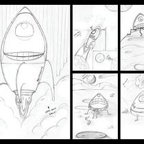 My Project - Comic: Journey to the Moon. Un proyecto de Bocetado de dora_g - 05.03.2020
