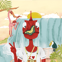 Iguana Turista — Mi Proyecto del curso: Ilustración digital con texturas en Photoshop. Un progetto di Illustrazione digitale di Lucas Barreto - 12.03.2020
