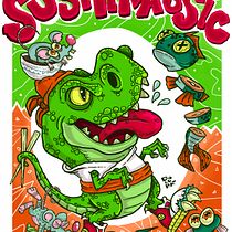SUSHIRASSIC. Direção de arte, Design, Ilustração tradicional e Ilustração digital projeto de Camilo Ducuara Gordillo - 17.03.2020