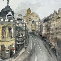 Mi Proyecto del curso: Madrid bajo el virus. Een project van Aquarelschilderen van Almudena de la Peña - 03.04.2020