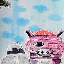 Los tres cerditos de papel. Laura GBécares. Collage, Traditional illustration, Children's Illustration, and Watercolor Painting project by Laura GBécares - 04.04.2020
