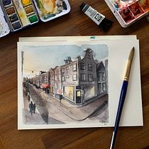 Evening in Amsterdam. Watercolor Painting project by Kelsey (Reckord) Hanson - 04.01.2020