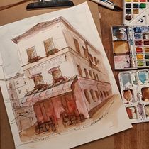 Le Consulat- Architectural Sketching with Watercolor and Ink course. Architecture project by paulagoldebeld - 04.01.2020