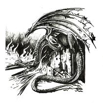 Dragón en pincel y plumilla. Un proyecto de Dibujo de Soledad Martínez - 03.04.2020