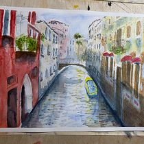 My project in Architectural Sketching with Watercolor and Ink course. Watercolor Painting project by Wei Shen - 04.06.2020