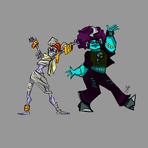2 Bailarinas Monstruosas. Character Design, and Digital Illustration project by Jason Bacchi - 04.07.2020