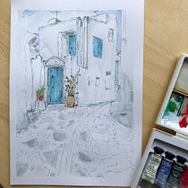 My project in Architectural Sketching with Watercolor and Ink course. Architectural Illustration project by Alan - 04.07.2020