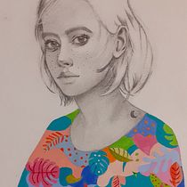 Mi Proyecto del curso: Retrato con lápiz, técnicas de color y Photoshop. Projekt z dziedziny  Sztuki piękne użytkownika Marcela Adasme - 07.04.2020
