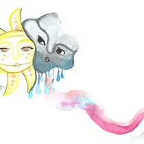Cuento: El amor entre el sol y la lluvia. Fine Arts, Children's Illustration, Traditional illustration, Painting, Pencil Drawing, Drawing, Watercolor Painting, and Narrative project by Lourdes Zoé Ibarlucea - 04.07.2020