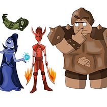 4 Guerreros Elementales. Character Design project by marlenps047 - 04.09.2020